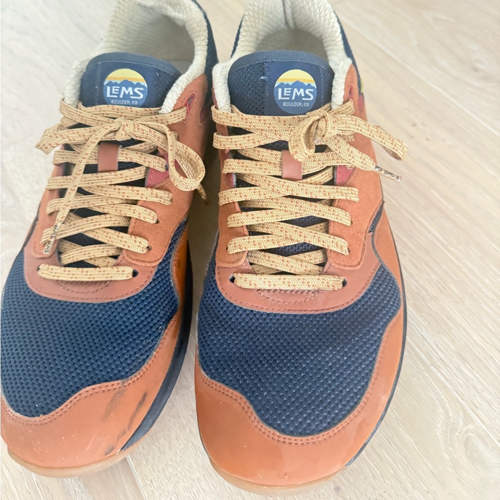 LEMS Men's Navy and Tan Sneakers